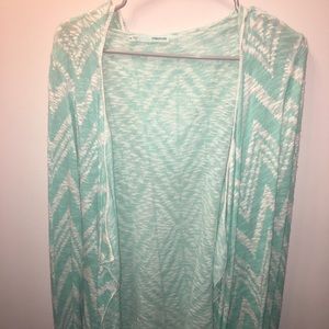 Mint chevron fringe cardigan